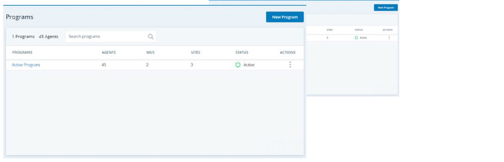 Página de programas para IEX WFM Integrated