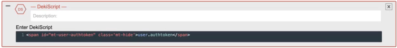 Una ventana de Deki Script en Expert que muestra el código para extraer un token generado.