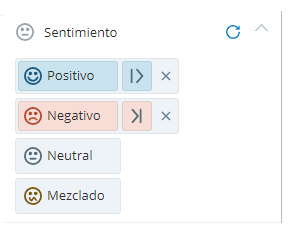 Imagen del filtro de sentimientos con las selecciones descritas en el texto