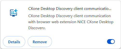Imagen de la extensión de comunicación del cliente Desktop Discovery para el navegador Chrome.
