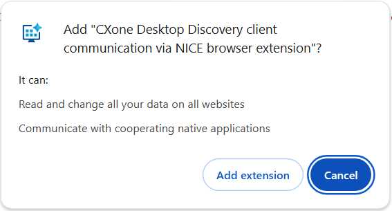 Imagen de la extensión de comunicación del cliente Desktop Discovery para el navegador Chrome.