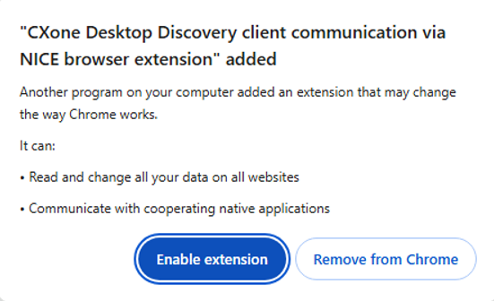 Imagen de la extensión de comunicación del cliente Desktop Discovery para el navegador Chrome.