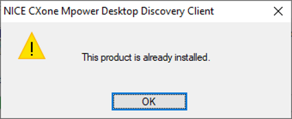 Imagen del mensaje del cliente Desktop Discovery.