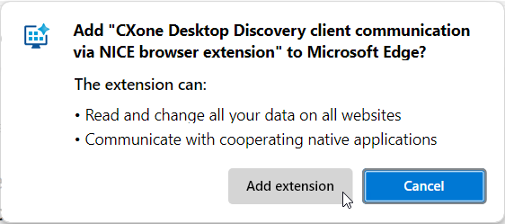 Imagen de la extensión de comunicación del cliente Desktop Discovery para el navegador Edge.