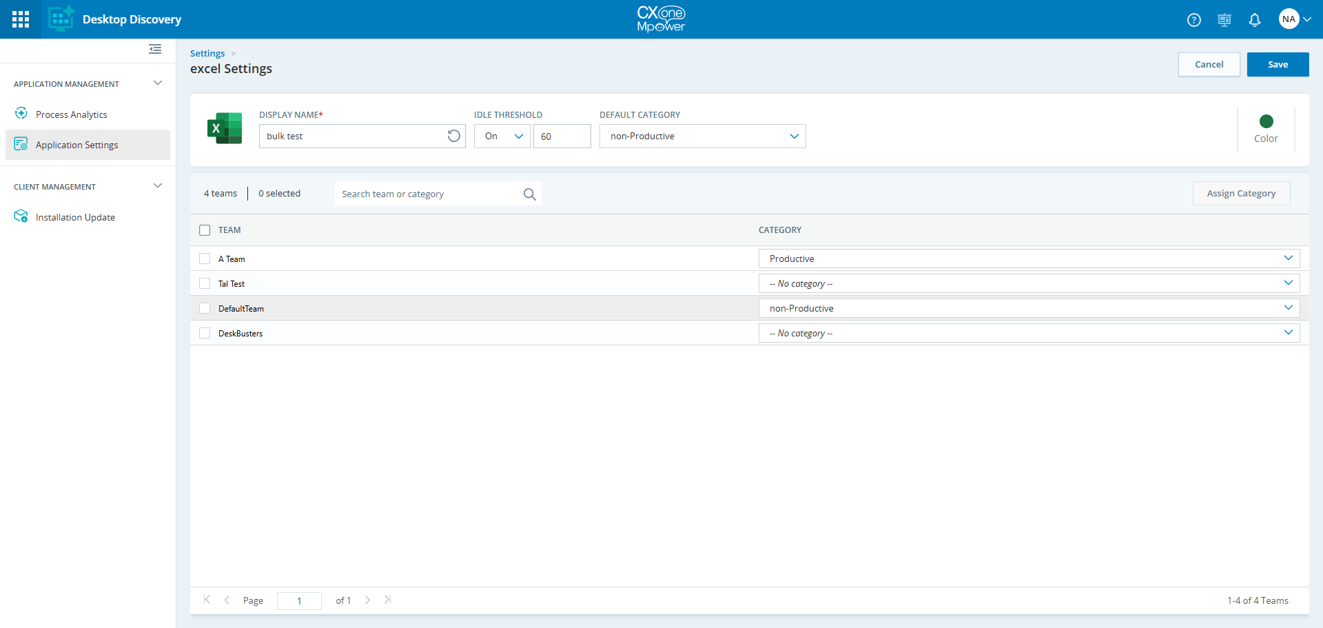 Imagen de la página de Configuración de aplicaciones que muestra una aplicación seleccionada.