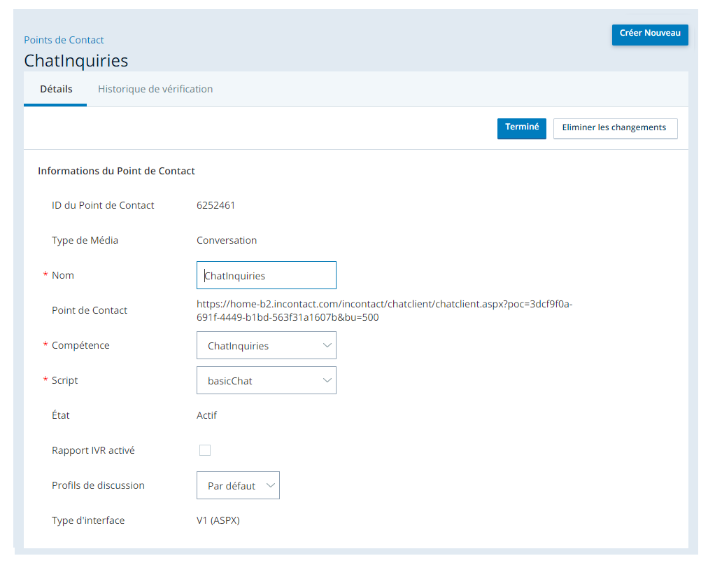 Modification de la page Point d'accès pour attribuer une compétence au PDA.