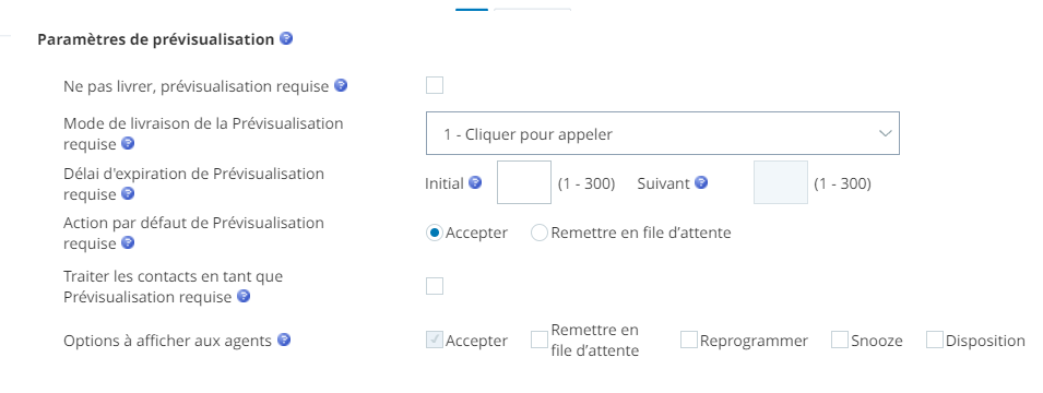 Paramètres de prévisualisation des compétences vocales de Personal Connection