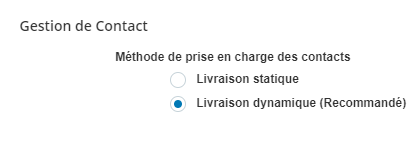 Image du paramètre de livraison dynamique dans les paramètres de l’unité commerciale.