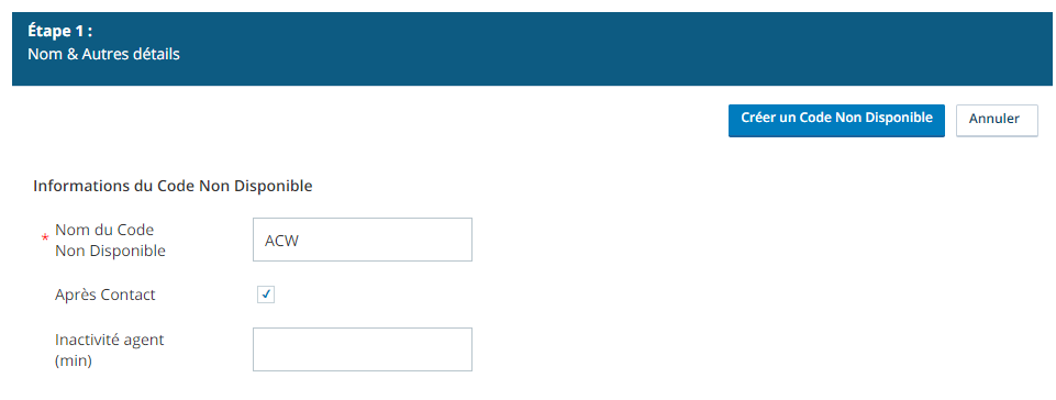 Image de la page de création de code CXone indisponible