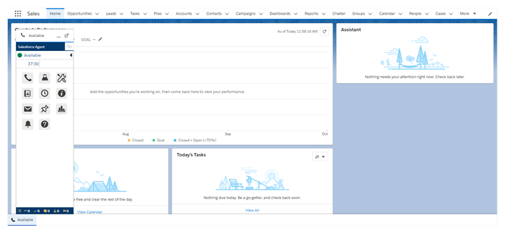 La vue classique Salesforce Agent dans l’application Lightning au-dessus de Salesforce.