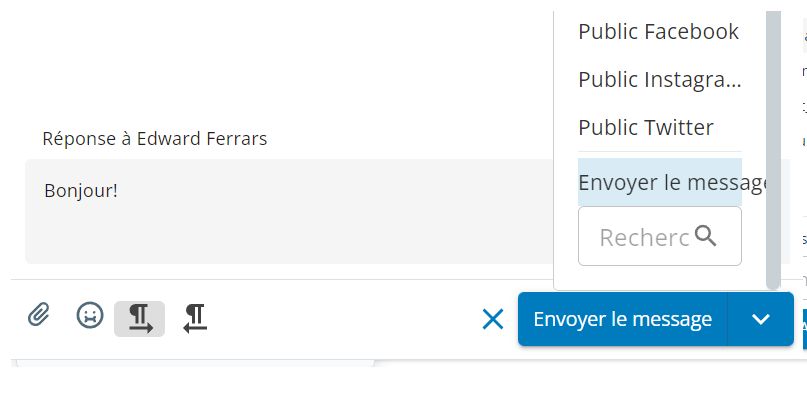 Un projet de message apparaît dans la zone de texte. Le curseur passe sur la file d’attente du clavardage de démonstration. Le bouton Demander l’approbation apparaît ci-dessous.