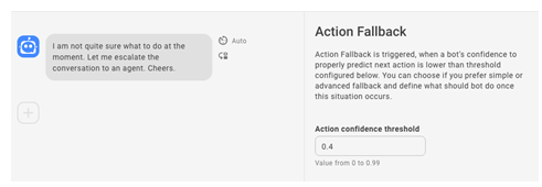 Capture d'écran montrant les options d'action de secours