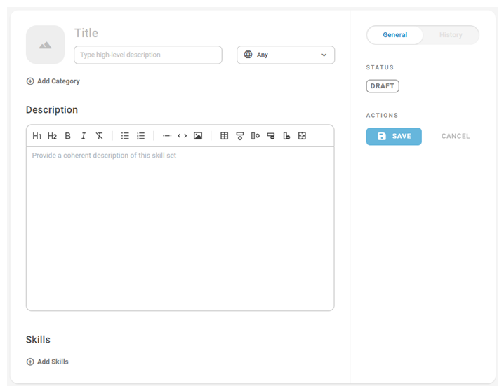 La page Publier la compétence, où vous saisissez des informations sur votre compétence, comme un nom et une description.