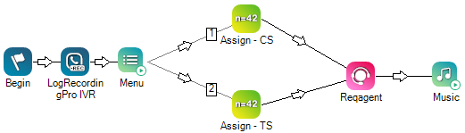 Capture d’écran du script Studio pour l’enregistrement pendant IVR