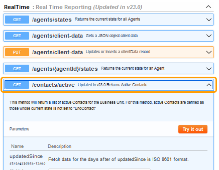 La liste des terminaux disponibles dans la section RealTime de l’API de données en temps réel.