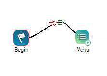 Une ligne de connexion coudée avec un point d’ancrage.