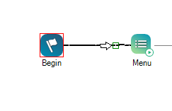 Un point d’ancrage sur le connecteur entre deux actions.