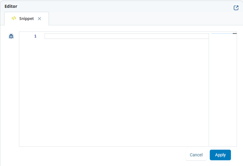 Une fenêtre avec des lignes vides numérotées où vous pouvez entrer du code snippet personnalisé.