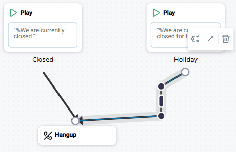 Un exemple d'une ligne de connecteur linéaire par défaut non modifiée et d'une ligne de connecteur linéaire modifiée.