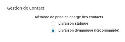 Image de paramètre de livraison dynamique dans les paramètres de l’unité d'exploitation.