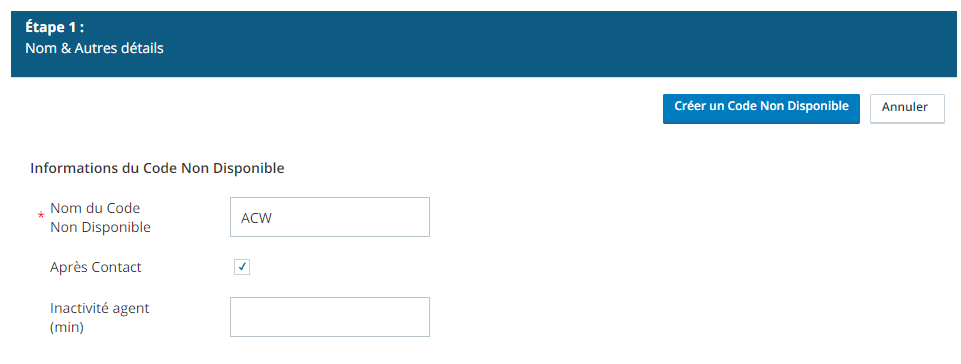 Image de la page de création de code CXone indisponible