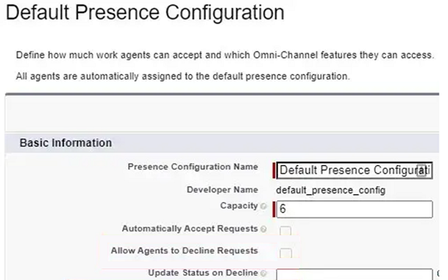 Configuration de présence par défaut pour permettre aux agents de refuser les demandes