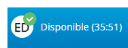 Un cadre avec vos initiales, l’état de l'agent et un minuteur indiquant depuis combien de temps cet état est actif.