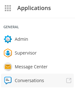 Pour ouvrir Conversations, cliquez sur le sélecteur d'applications et sélectionnez Conversations.