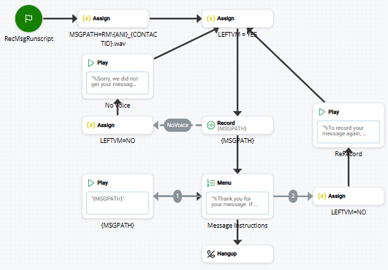 Image d'un script utilisant RUNSCRIPT SUBSCRIPT.