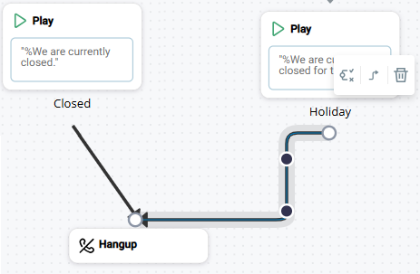 未変更のデフォルトの直線コネクタラインと直角コネクタラインの例。