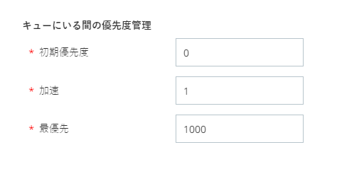 キュー内の優先度管理の設定