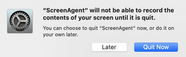 ScreenAgentアプリケーションを終了するためのプロンプトのスクリーンショット