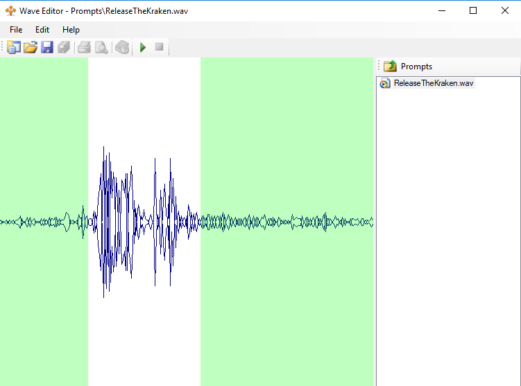 プロンプトのWAVファイルの編集に使用するWaveエディター。