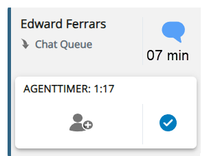 Onder de naam en de skill van het contact staat een vak dat Agenttimer heet, met een timer ernaast.