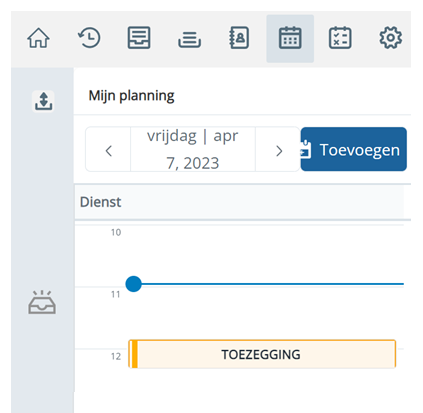 Het gedeelte voor Planning dat dagelijkse activiteiten, inclusief een geplande toezegging, toont.