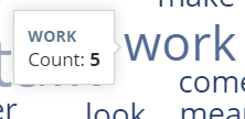 Voorbeeld van details voor het woord "werk". Het aantal wordt weergegeven als 5.