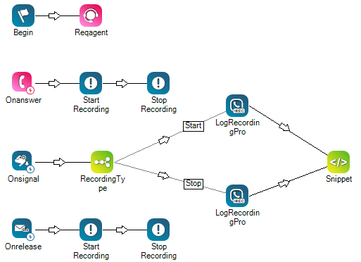 Schermafbeelding van Studio-script voor het toestaan van agents om opnameverklaringen in MAX vast te leggen