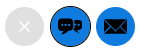 Um menu Guide de exemplo que oferece os canais de chat e e-mail. O canal de chat mostra dois balões de conversa. O canal de e-mail mostra um envelope.