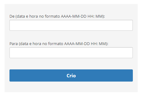 Captura de tela da página para adicionar indisponibilidade (intervalos de tempo indisponíveis) ao configurar o agendamento de compromissos.