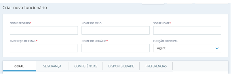 Captura de tela da guia Geral Editar página de perfil do funcionário.