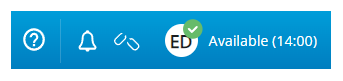 O menu superior, mostrando ícones para Ajuda, Notificações, Parte do agente e a barra de status.
