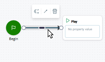 Imagem de uma linha de conector com o menu de opções do conector acima dela.