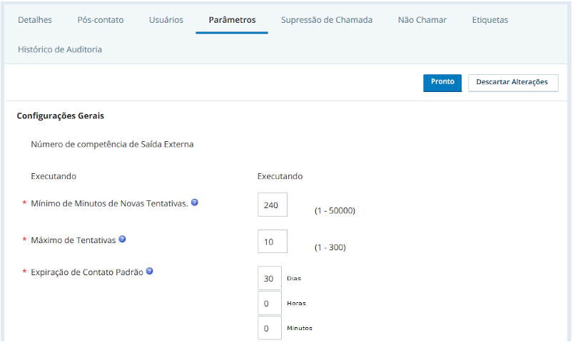 Captura de tela das configurações gerais de uma competência de conexão pessoal do CXone