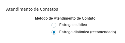 Imagem da configuração de Entrega dinâmica nas configurações da unidade de negócios.