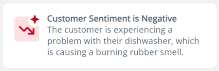 Um cartão no Copilot for Agents que diz O sentimento do cliente é negativo. Abaixo está uma explicação.