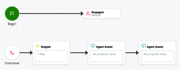 Imagem de um script básico para integrar mais de um aplicativo de assistência ao agente em um script.