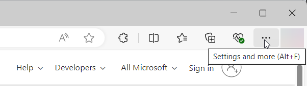 Imagem das configurações de extensão para Edge navegador.