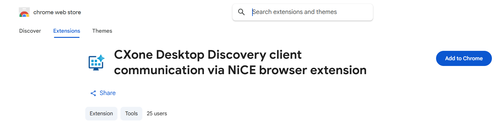 用於 Chrome 瀏覽器的Desktop Discovery用戶端通訊擴展的圖像。